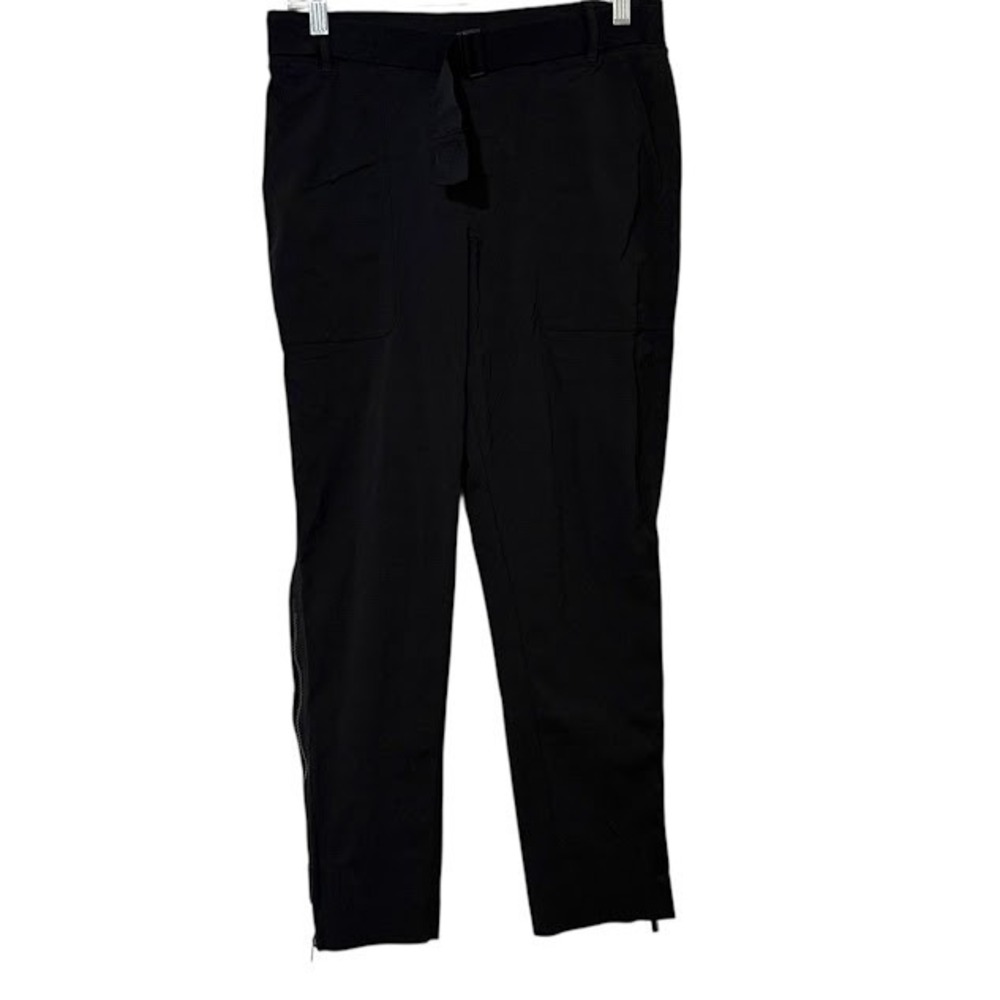 Athleta Black Trekkie Nylon Belted Tapered Ripstop Pull On Hiking Pants Womens 6